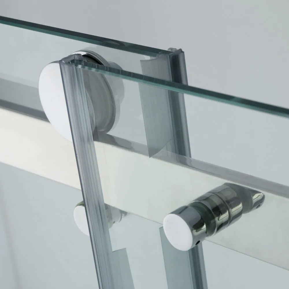 Bathroom Recessed Wet Room Double Sliding Door Shower Enclosure Bypass Chrome Shower Door