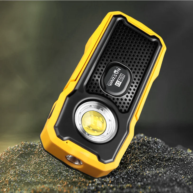 WARSUN ES160 outdoor portable flashlight worklight lamp USB rechargeable led cob inspection work light with Speaker
