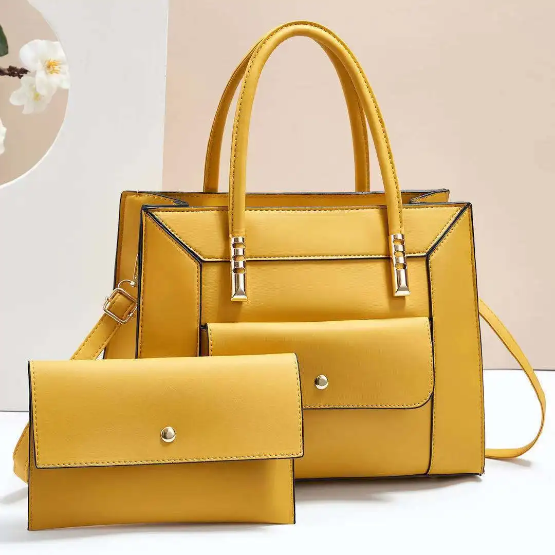 2024 New Pu Women Handbags Two Piece Big Capacity Ladies Clutch Bag Handbag Set Wallet