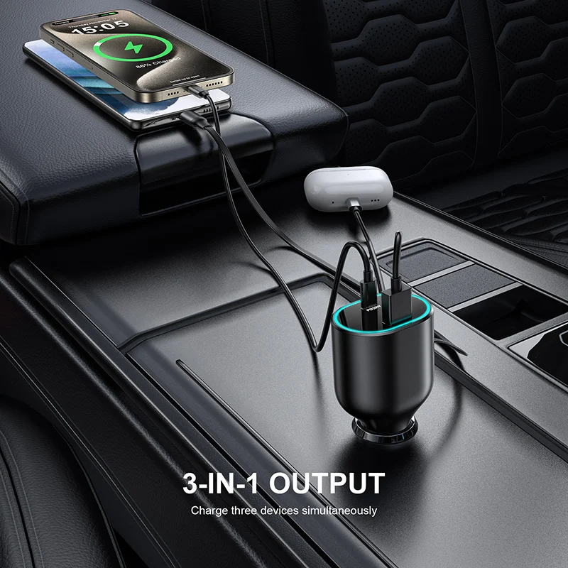Attention to high product expansion line car charging fast charging, the model general stretchable car charger fast charging