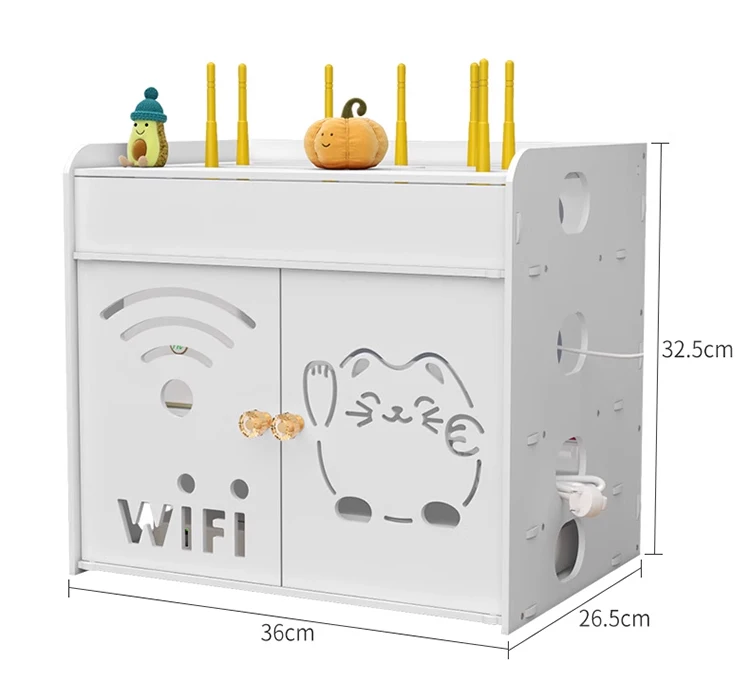 PVC Board TV Set-top Box Rack Cable Power Organizer Wifi Router Storage Box