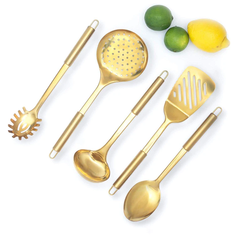 Chinese cooking tools type Rose gold stainless steel soup spoon kitchen ladle