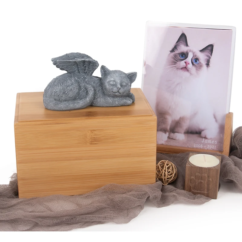 wholesale polyresin tombstone ornaments for cat angel statue monument pet memorial stone Pet Small angel monuments