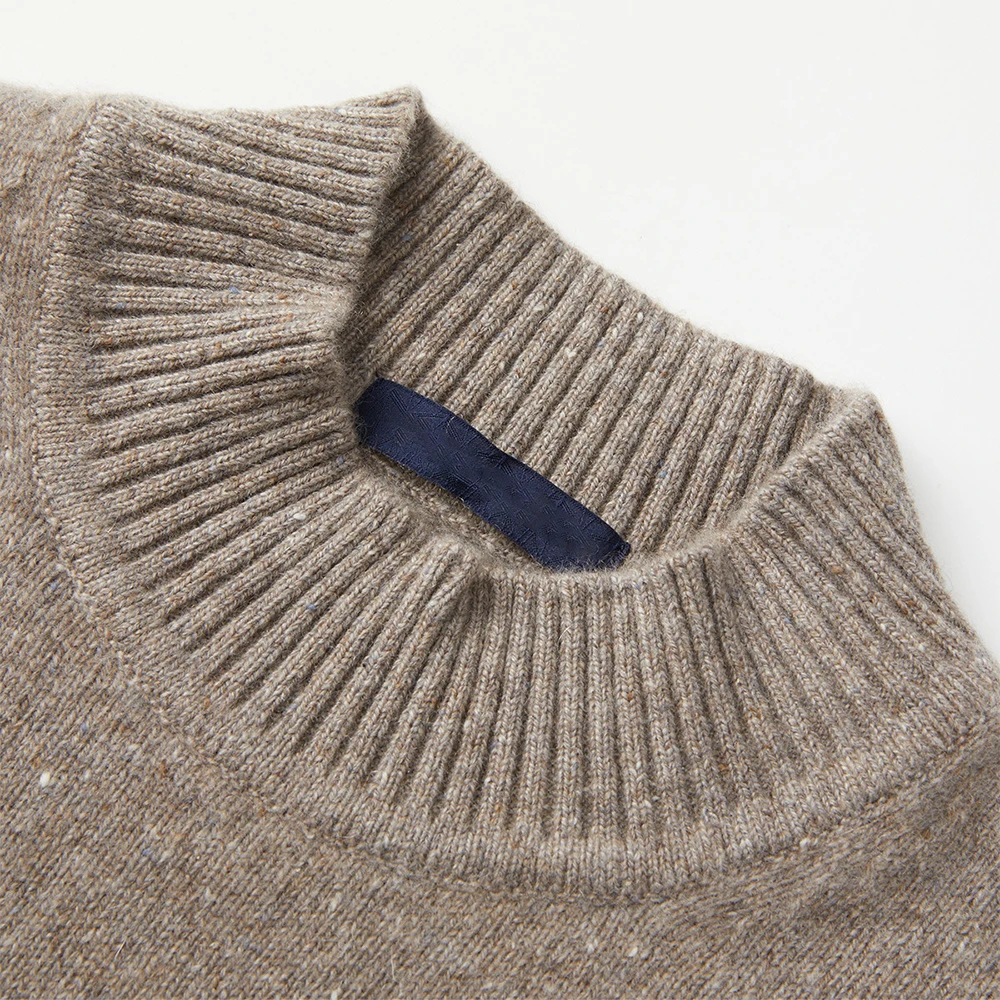 GUOOU Autumn winter new warm leisure half high collar solid color knitting men cashmere sweater