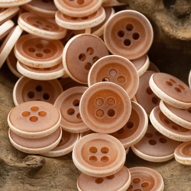 11.5mm Pink Matte Frosted Beach Style Small Size 4-Holes Urea Button for Sweater Skirt Cardigan Shirt Sewing on Garment Buttons