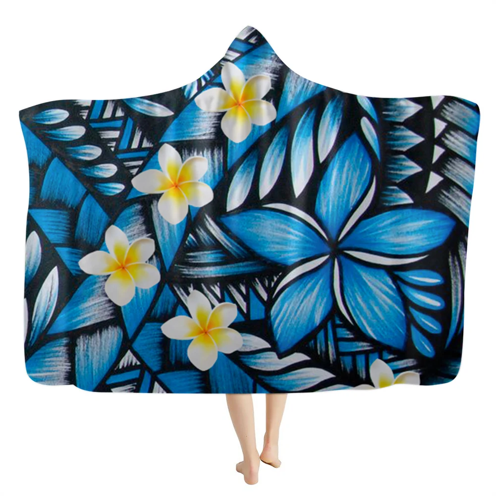 New Arrival 2021 Polynesian Pattern 3D Print Soft Hooded Bathrobes Cloak Hooded Blanket Throw Cozy Beautiful Wearable Blanket