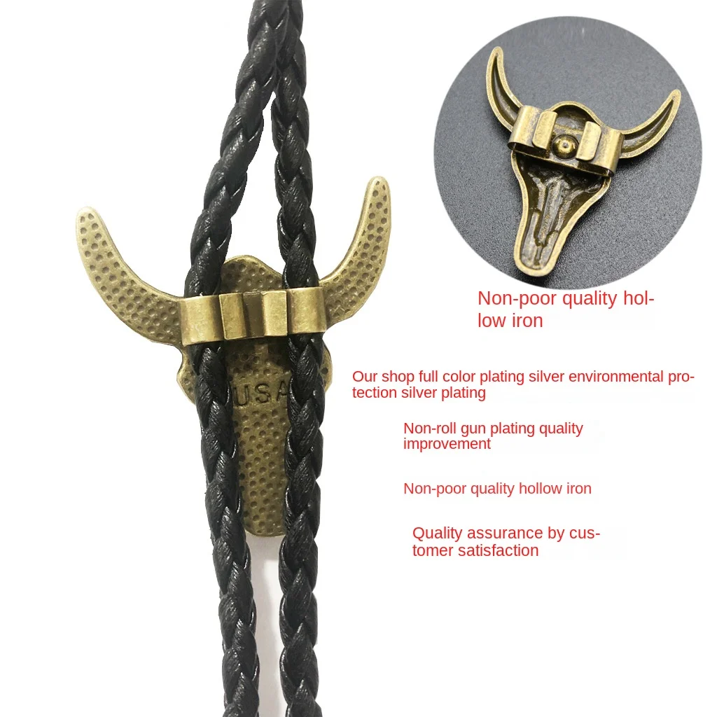 Vintage Bolo Tie for Men Cow Leather Necklace  Collar Accessories neckline shirt accessories American western cowboy Poirot tie