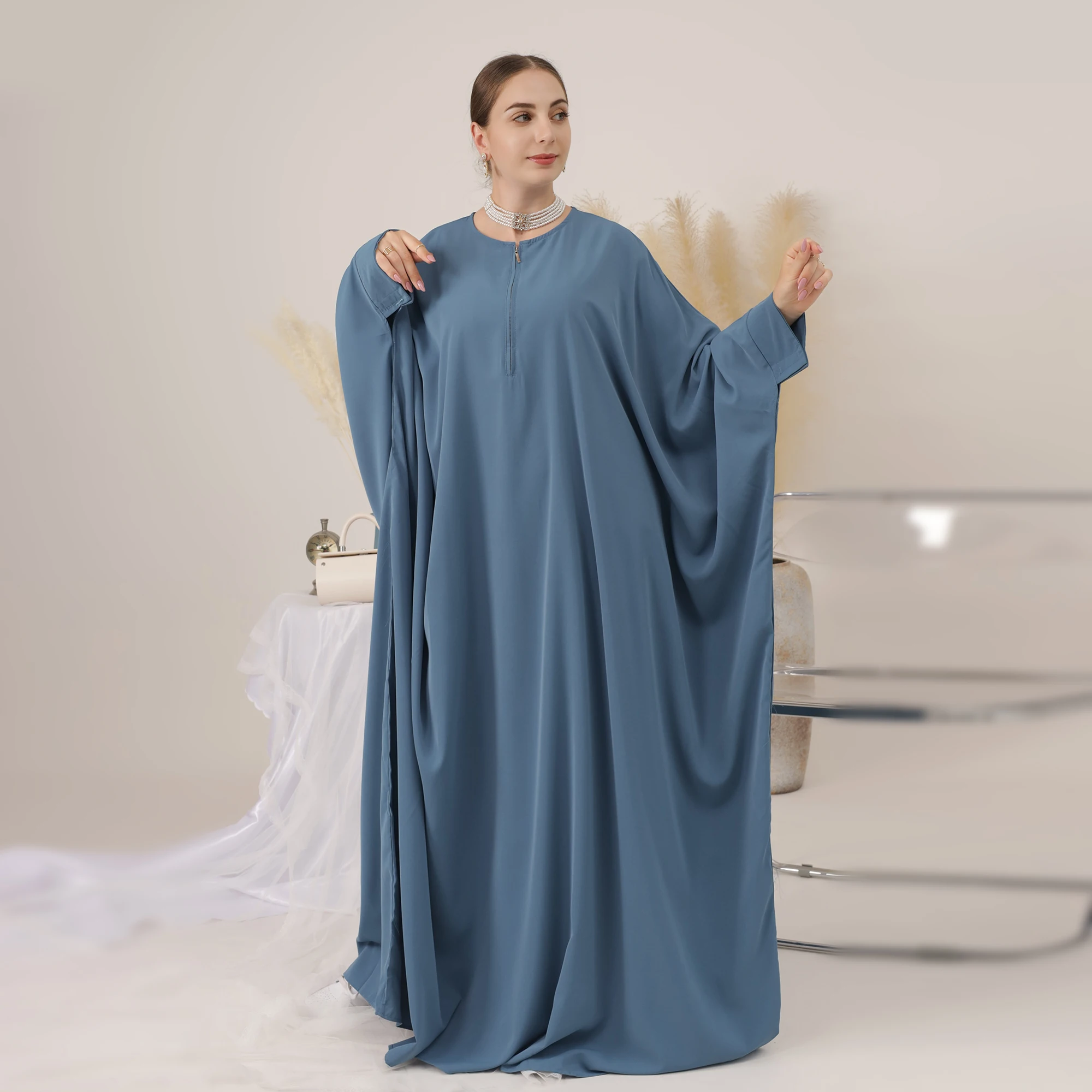 Custom Islamic clothing Middle East Lady Thobe Hijab Prayer Bat Sleeve Rob Muslim Women Abaya for girls Black abaya wholesale