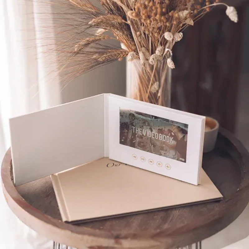 7Inch IPS screen Linen-Bound Digital Video Book Album Wedding  Memories Motion Video Book