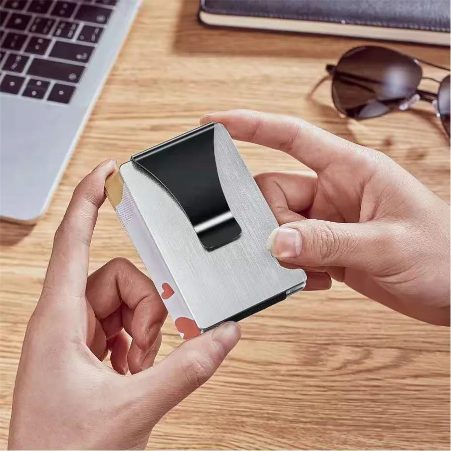 Aluminum Alloy Multiple ATM Pop Up Card Holder With Stainless Steel Money Clip And RFID Blocking Function