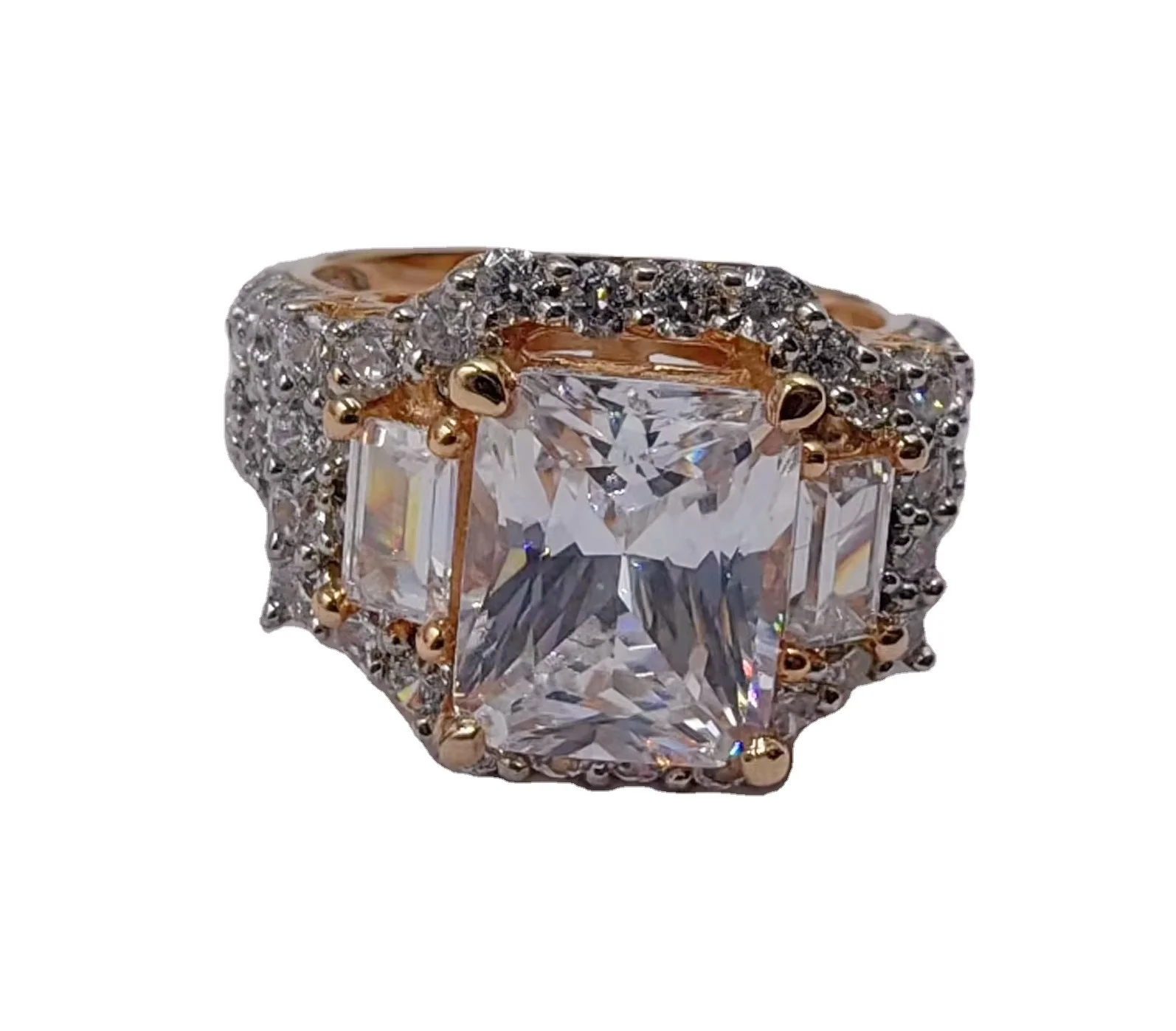 Customizable Unisex Silver Zirconium Diamond Gemstone Ring Set Classic Engagement Party Anniversary Fashion Jewelry