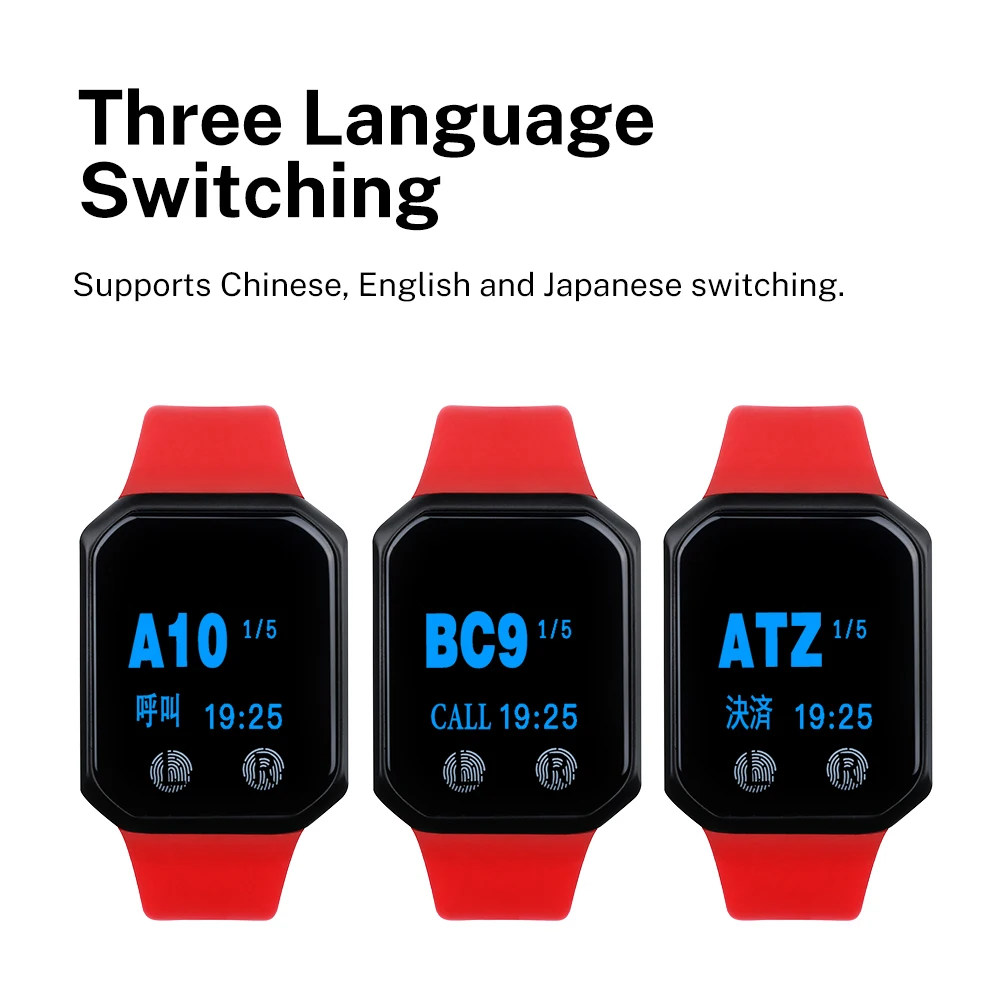 waterproof wireless vibrating wrist watch pager with 5 button pagging system transmitter and receiver wireless waiters peger