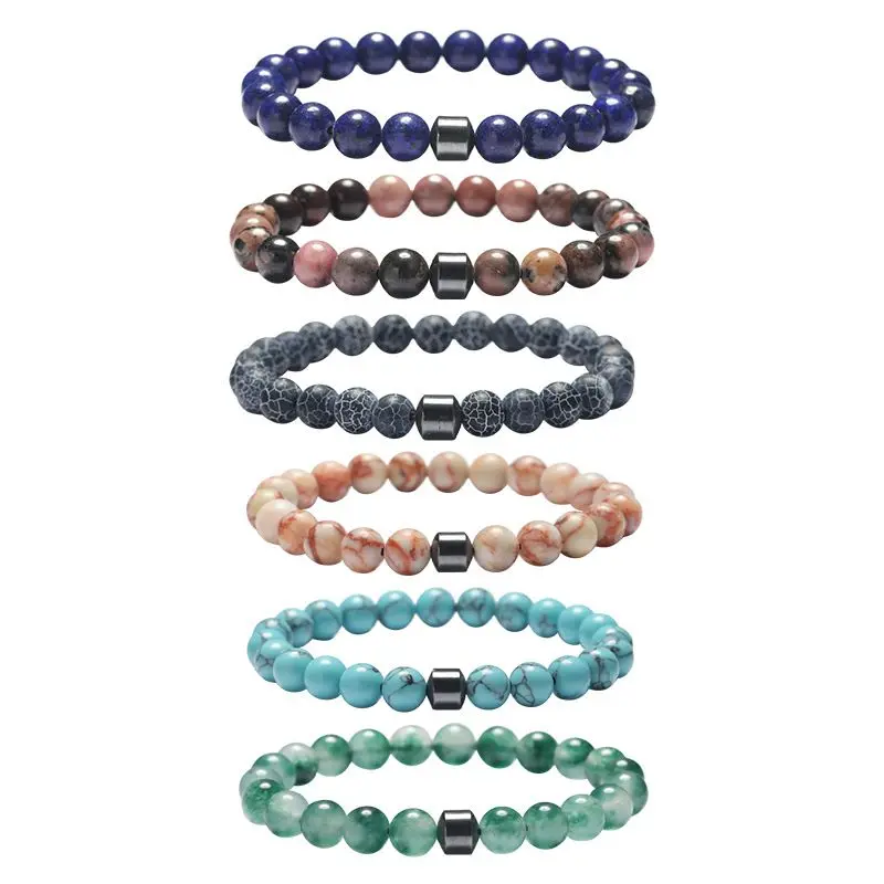Hot Sale Handmade Magnetic Therapy 8 MM Energy Bead Hematite Bracelets Magnet Charm Couple Bracelet