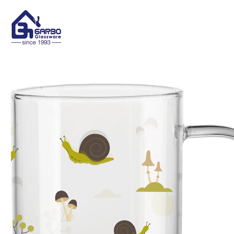 handmade glassware 450ml 16oz pyrex glass tumbler OEM printed glassware decorative glass cup single wall glass mugs cups