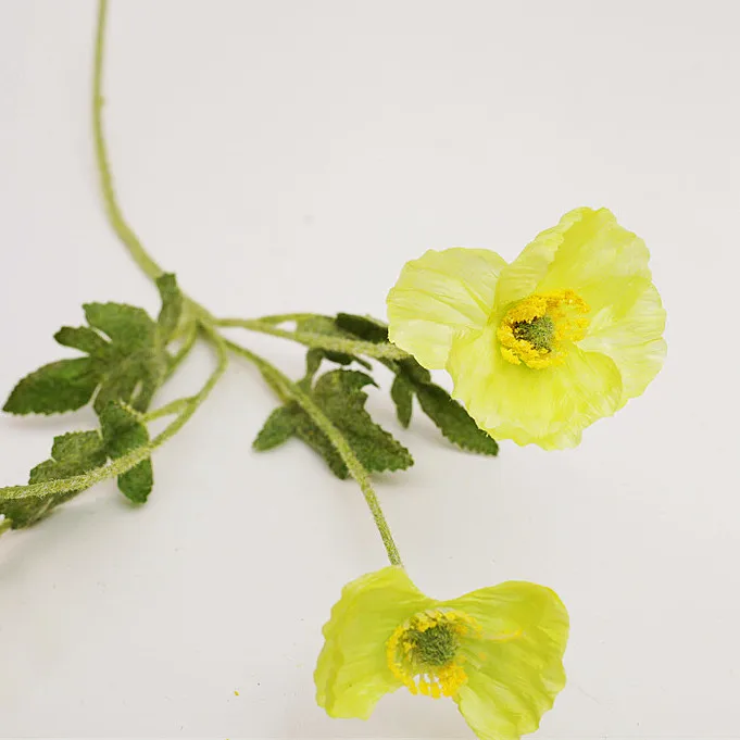 China Artificial Flower Supplier Bulk Supply Wedding Decoration Silk Artificial Flocking Stem Poppy Flowers