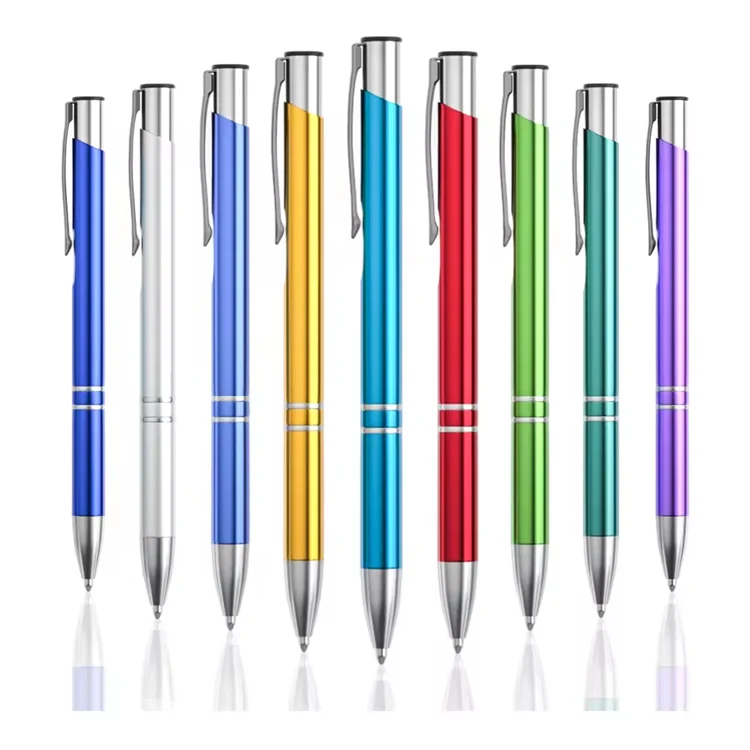 Hot sale Custom Logo printed Advertising lettering Ball Point tip Clamp with metal Gift Ballpoint pen