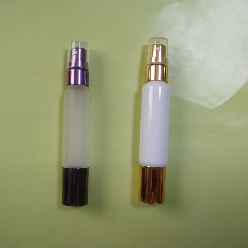 Hot Sale Tube type Borosilicate White Two Thread Perfume Essential Oil Sample Double ended Glass Bottle With Roller and Sprayer