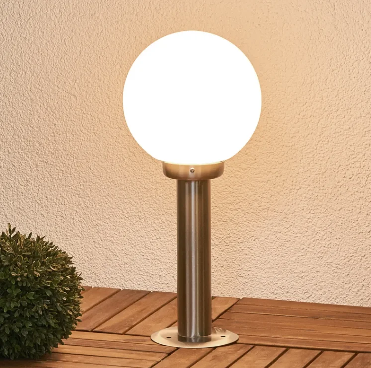 outdoor stainless steel globe shape glass shade e27 lawn light for garden