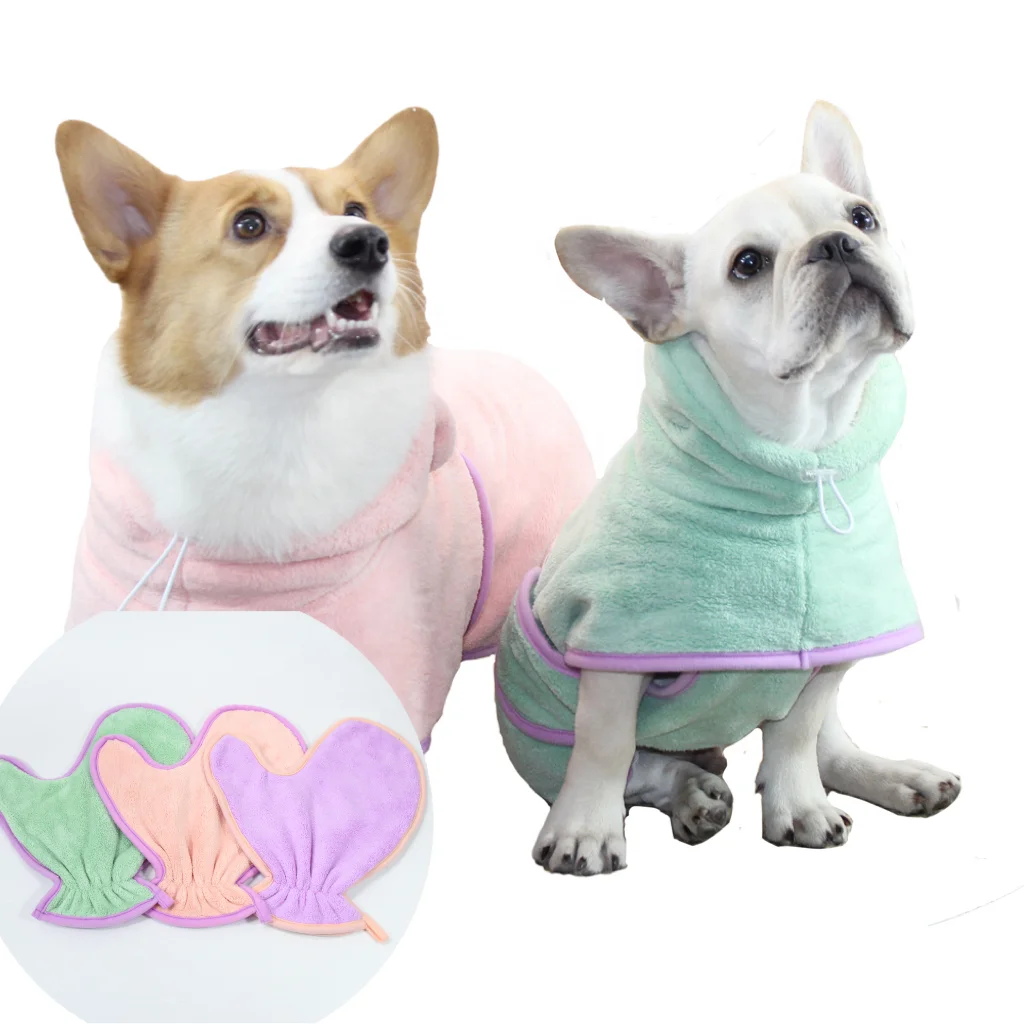 Wholesale New Pet Absorbent Towels Coral Velvet Ultrafine Fiber Portable Cats Dogs Dry Robe Pet Grooming Products