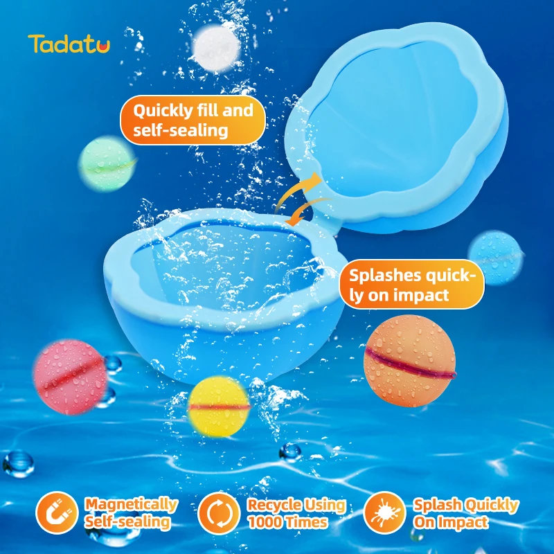 Reusable Water Balloon Refillable Magnetic Water Ball Quick Fill Self Sealing Water Bombs for Kids Outdoor Backyard Summer Games