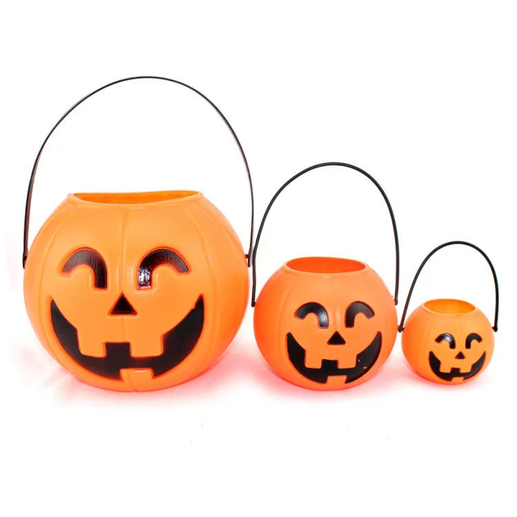 Jack-o-lantern with cover plastic pumpkin pail Halloween props lantern
