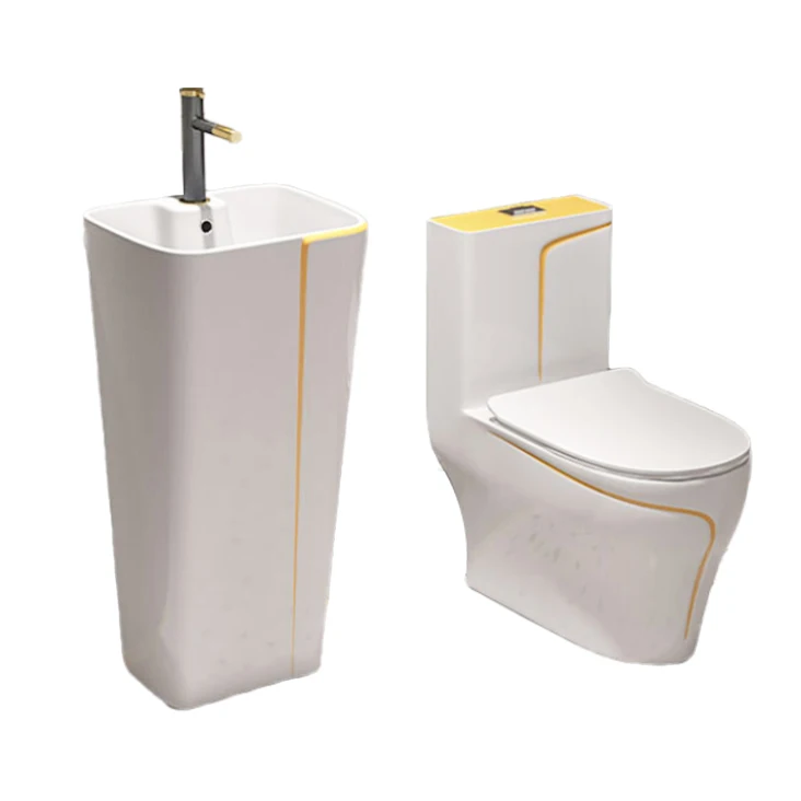 Inodoro Con Lavamanos Sanitary Ware Suite Ceramic Art Washbasin Commode Yellow Wc Toilet Sets Bathroom