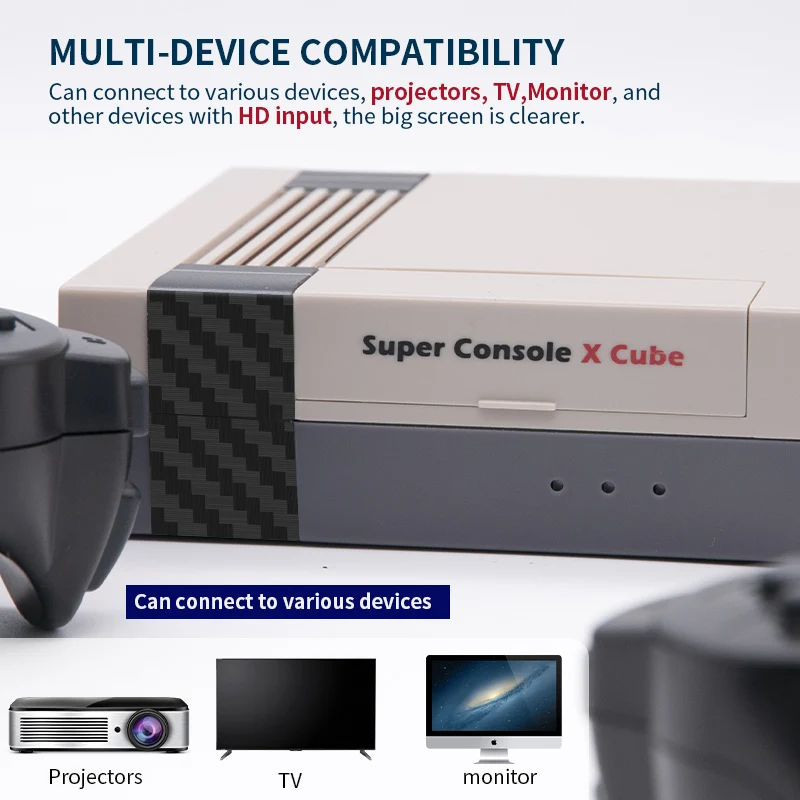 Retro Games for PS1/PSP/DC/N64 117000+ Games 4K Mini TV Box Video Game Console With 2.4G Wireless Gamepads Super Console X Cube