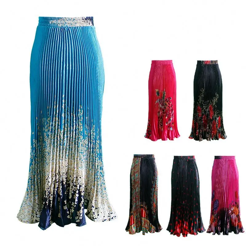 85cm Fashion Women Vintage Long Skirts mermaid New A Line Floral Printed Maxi Skirts Summer Beach Leisure Sunny Skirts 22 colors
