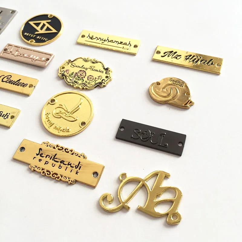 FREE SAMPLE Custom Metal Labels Brand Logo for Clothes Tags Patches High Quality Metal Labels And Tags