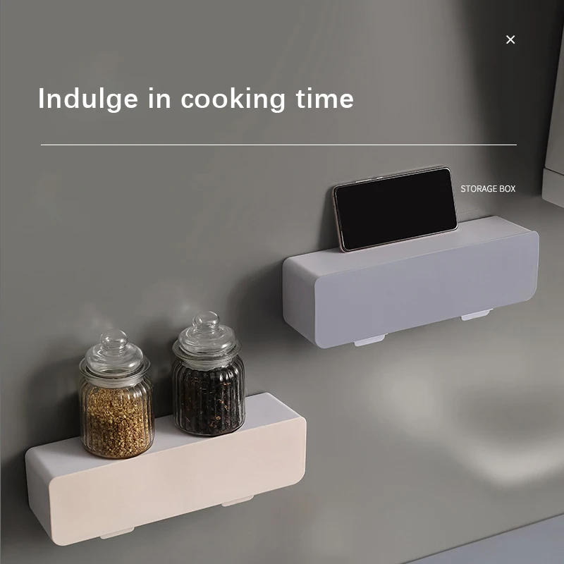 Wholesale Kitchen Product Plastic Wall Mounted Condiment Storage Jars Racks Set 4 Grids Seasoning Box Spice Container With Spoon