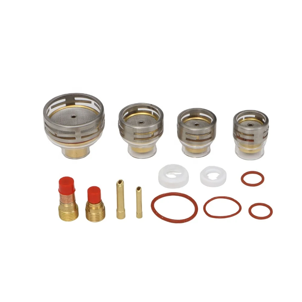 UPPERWELD  TIG Spare Parts Welding Accessories WP9 20 WP 17 18 26 TIG Clear Champagne Nozzle With Consumables 26pc Kit Gas Lens
