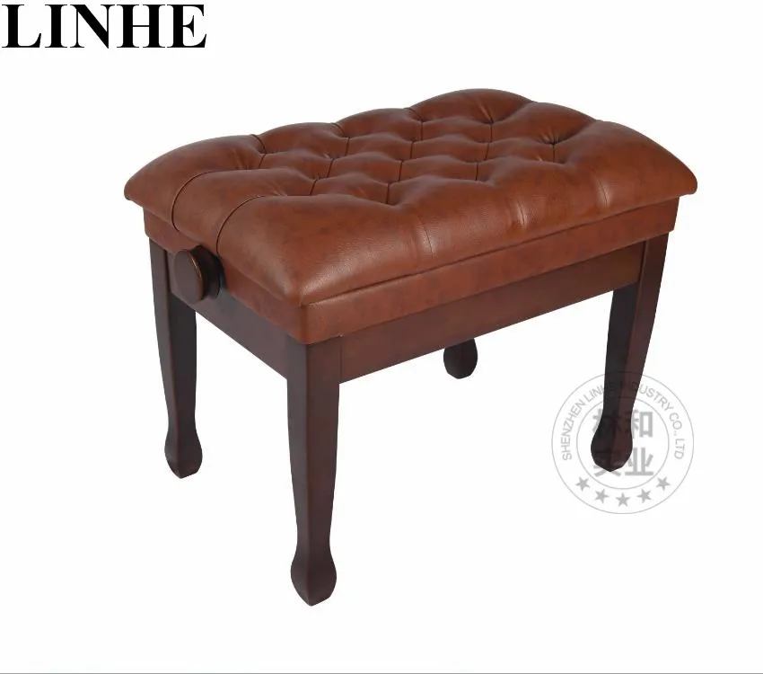 
Modern piano accessories solid wooden deluxe piano stool customized walnut adjustable instrument piano bench 