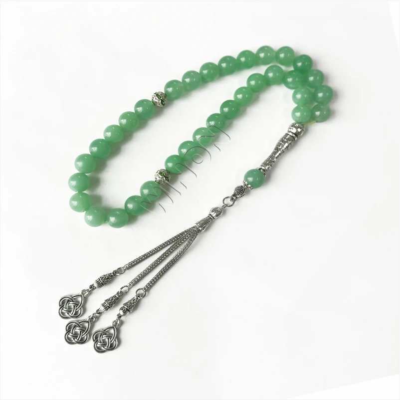 Натуральный Нефритовый камень 33 шт. мала молитвенные бусины исламские Tasbih Tesbih Tasbeeh четки мусульманские ювелирные изделия