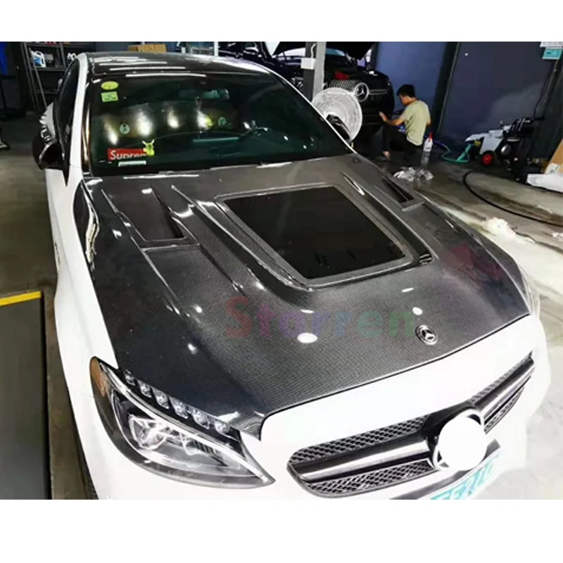 Китайский завод 2014-2022 204 C63 AMG капот из углеродного волокна прозрачный для Mercedes