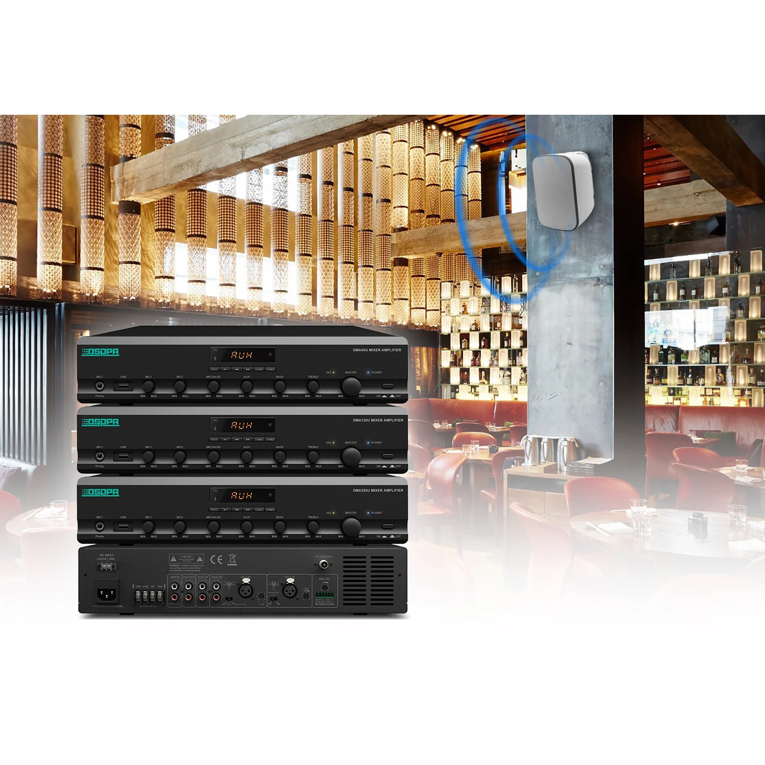 Public Address 250W 6 zone pa amplifier pa system audio power amplifier for sale