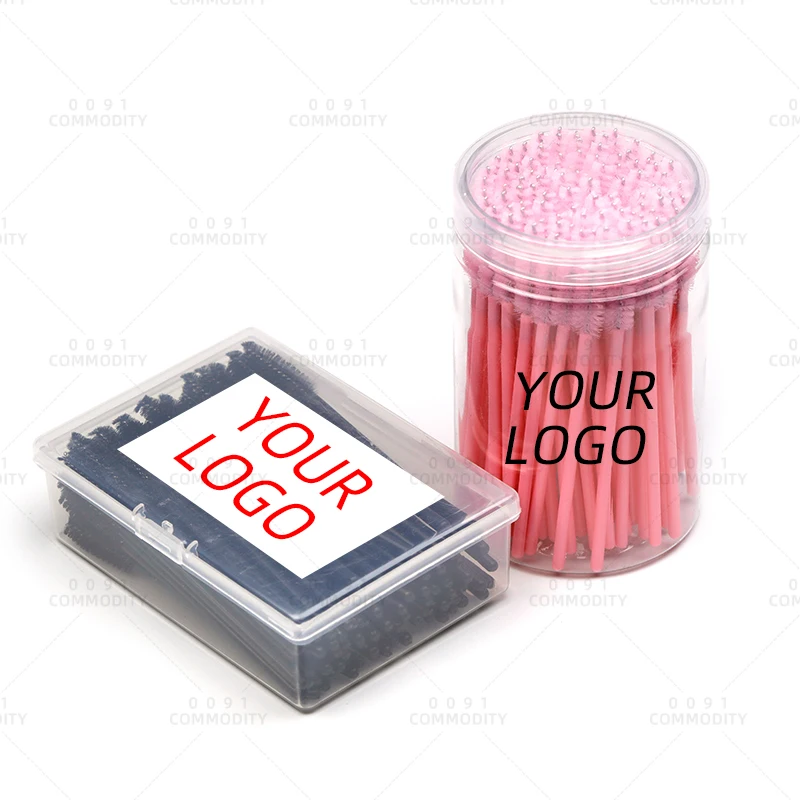 Professional 50 Pcs Solid Handle Tool Makeup Eyebrow Disposable Brush Mascara Wand Lash Spoolie Applicator Eye Eyelash Extension