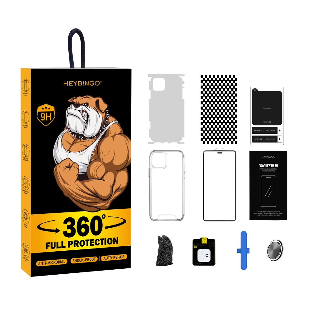 RTS Drop Shipping Heybingo Explosion-proof 8 in 1 Film For iPhone 13 D30 Buffer Phone Screen Protector suit