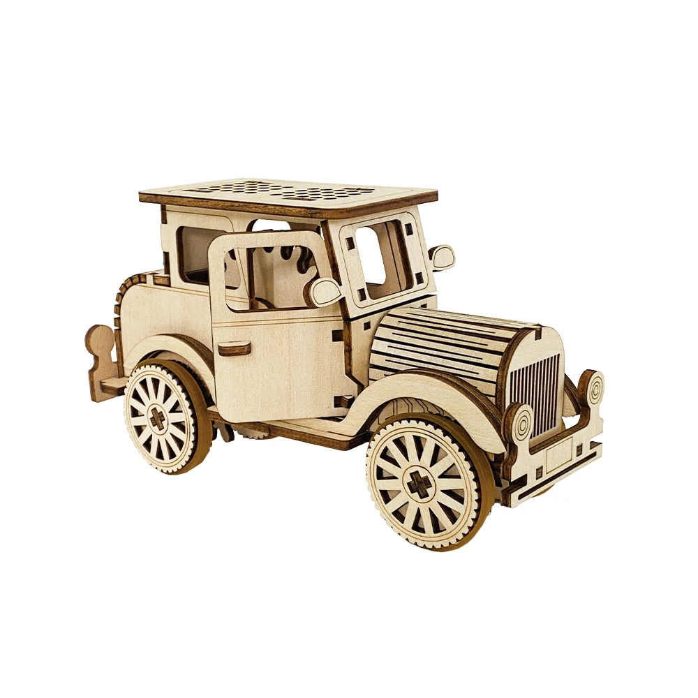 Factory Outlet 3D Wooden Puzzle Wooden Cars Model Mechanical Car Toys for Kids