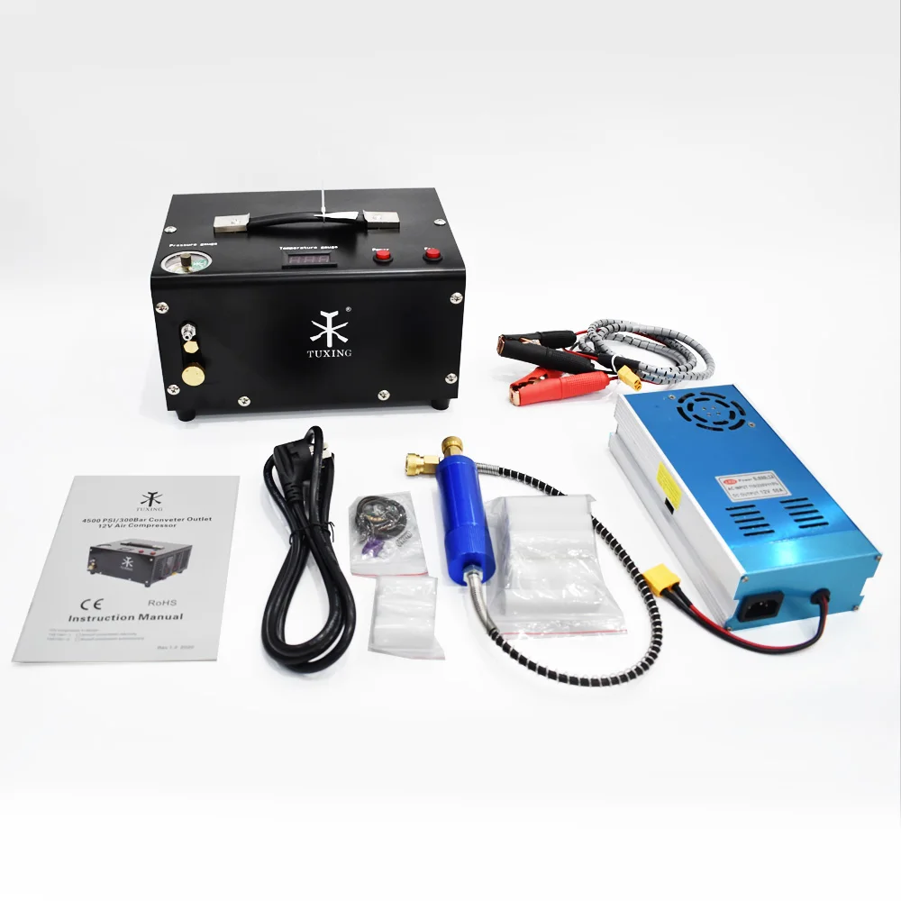 TUXING 3000 psi 300bar 12v dc PCP Air Compressor Set Pressure for Paintball