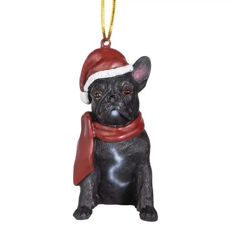 French Bulldog Holiday Dog Ornament Sculpture Cute Animal Christmas Tree Ornament