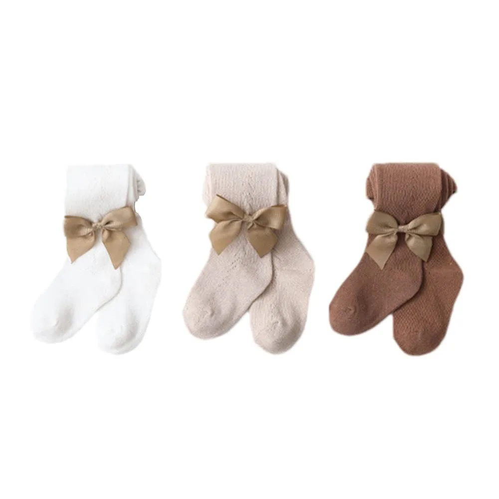 Baby Girls Tights 3/4/5 Pack Cable Knit Toddler Leggings Little Girls Seamless Stockings Bows Cotton Pantyhose