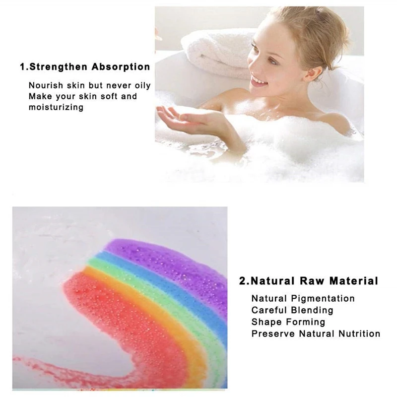 Custom Packing 100% Natural Ingredients Spa Colorful Cloud Rainbow Bath Bomb for Bubble
