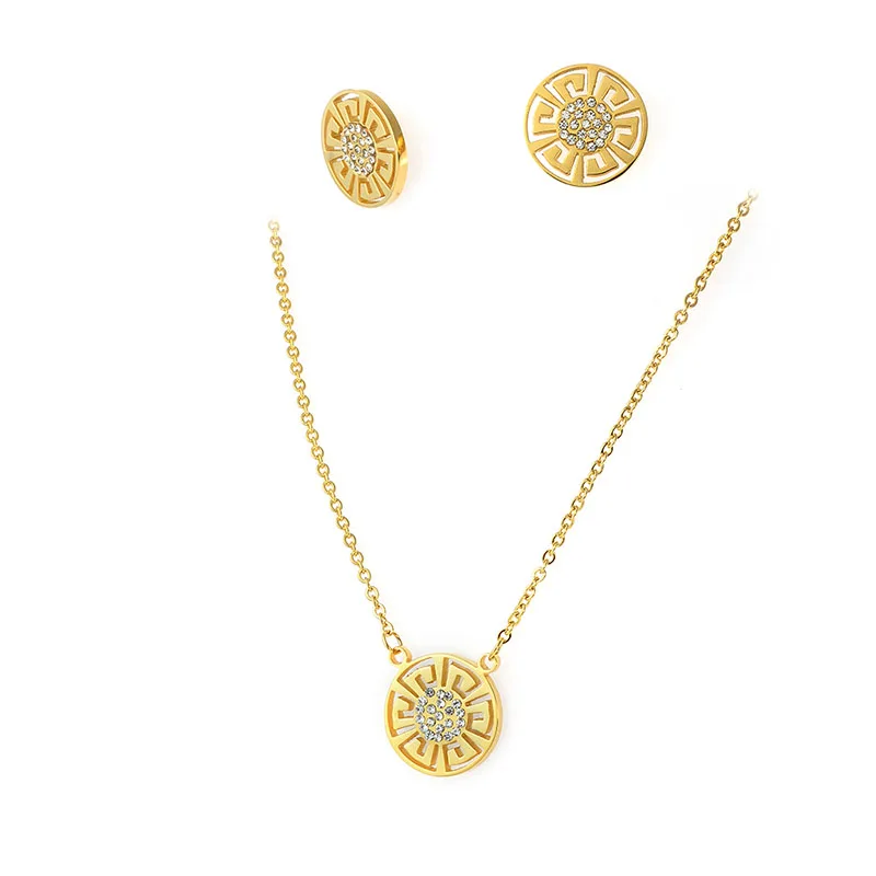 Оптовая продажа; Женские туфли серебристого цвета тотем ожерелье серьги наборы ювелирных украшений из нержавеющей стали с золотым покрытием Циркон Ювелирные наборы