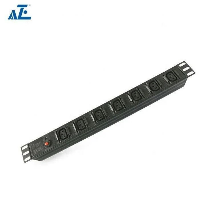 1U 19 inch Rack Mount 7 Ways IEC C13 Anti-shedding PDU with Overload Protection and Indicator Light