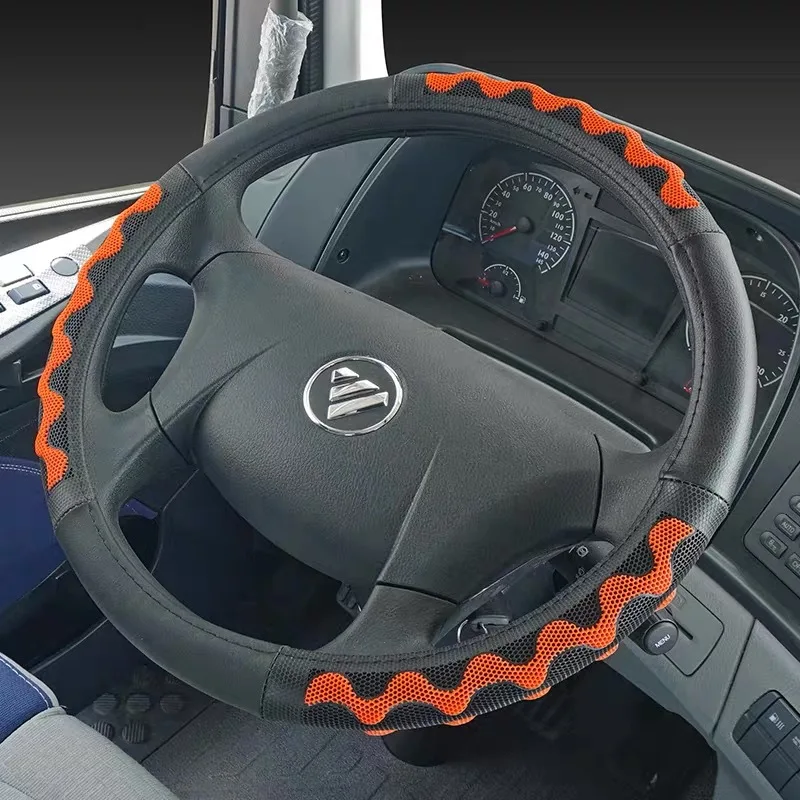 
42cm Leather Steering Wheel Cover for Truck Bus 