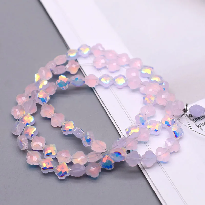 6mm 93pcs Four Leaf Clover Crystal Glass Beads Pink Purple Yellow Jade Color Faceted Crystal Beads for Jewelry Making DIY