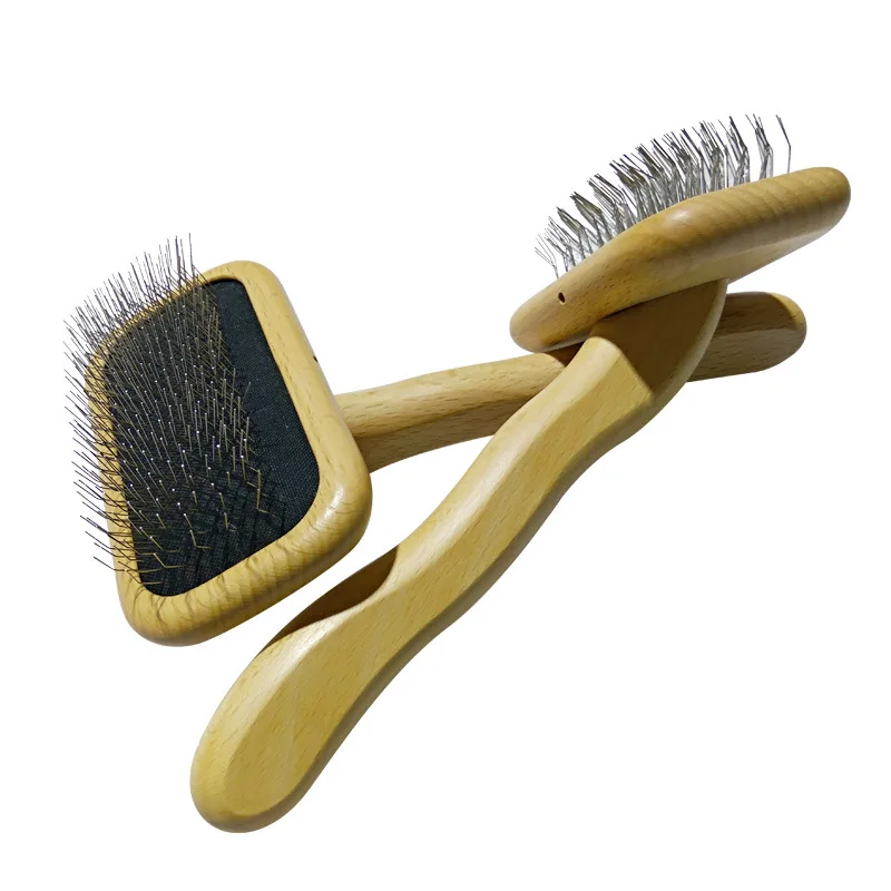 
wood Pet Grooming Brush Self Cleaning Slicker Brushes for Dogs and Cats 