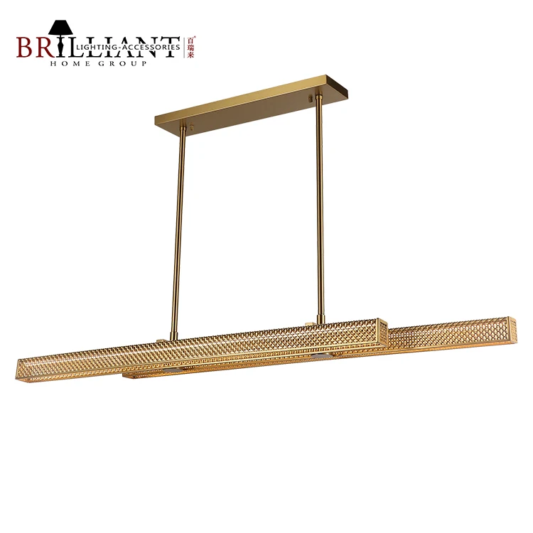 Modern Hotel Dining Room Lighting Stainless Steel Led Hanging Chandelier Square Mesh Woven Metal Linear Pendant Light