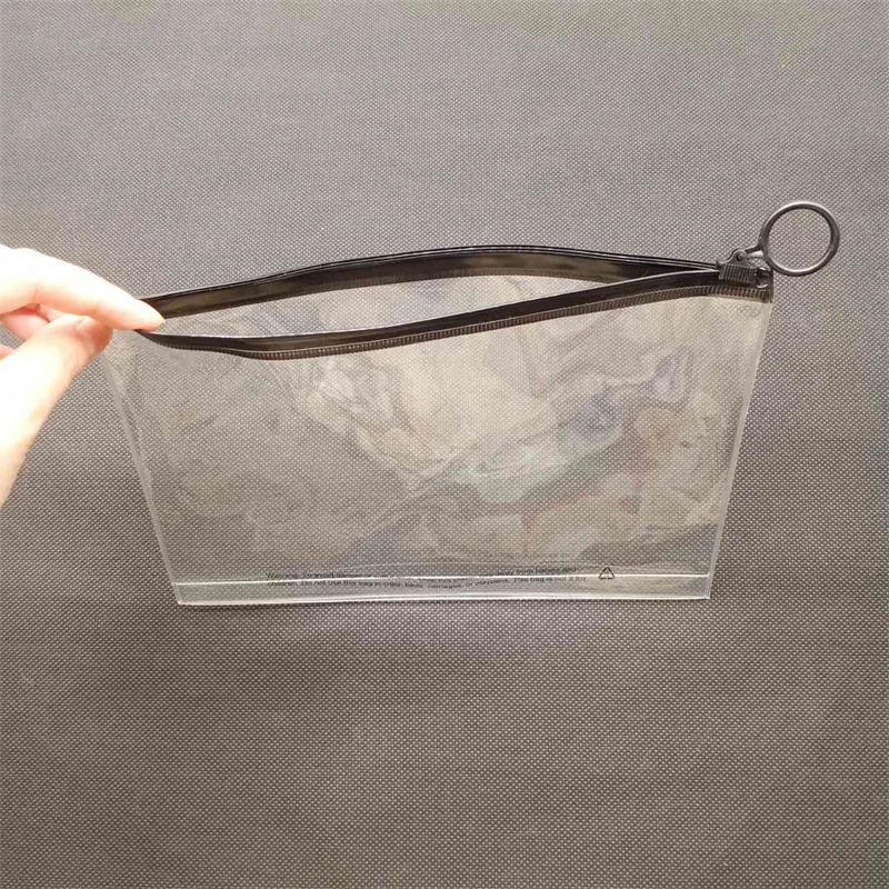 Transparent Zipper Clear PVC OEM  Lady Custom Makeup Bags Prints Logo Cosmetics Bag