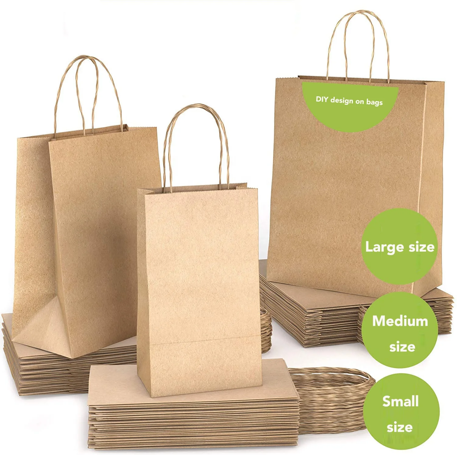 
Promotional Gift Party Shopping Kraft Retail Merchandise Brown Paper Bags with your own logo  (60842066227)